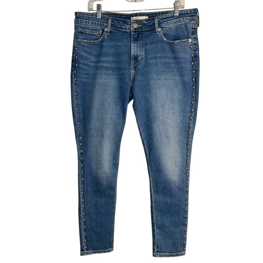 Levi’s 711 Skinny Blue Studded Jeans Mid Rise Stretch Denim – Women’s Size 32” - Picture 7 of 7